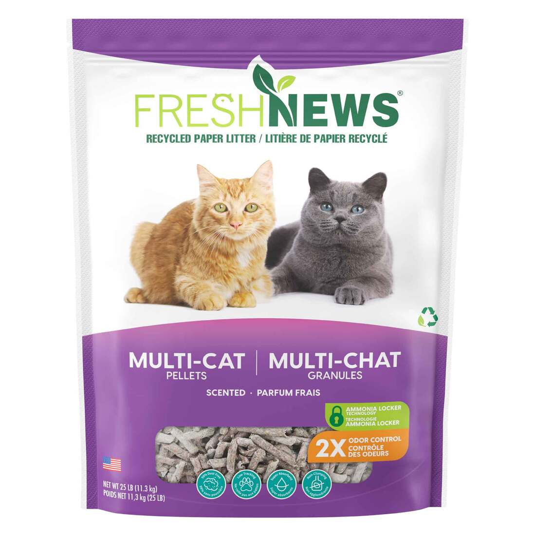 Fresh News Multi-Cat Paper Pellet Cat Litter, 25 Pounds