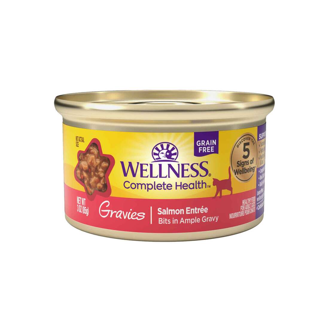 Wellness Complete Health Gravies Grain Free Canned Cat Food, Salmon Entree, 3 Ounces