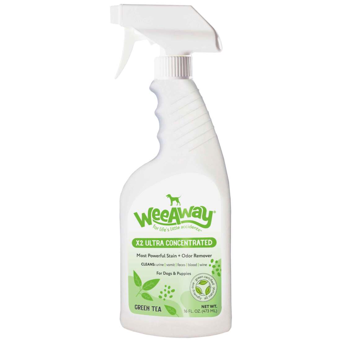 Wee Away X2 Ultra Urine & Stain Remover for Dogs, Green Tea Scent, 16 Ounces
