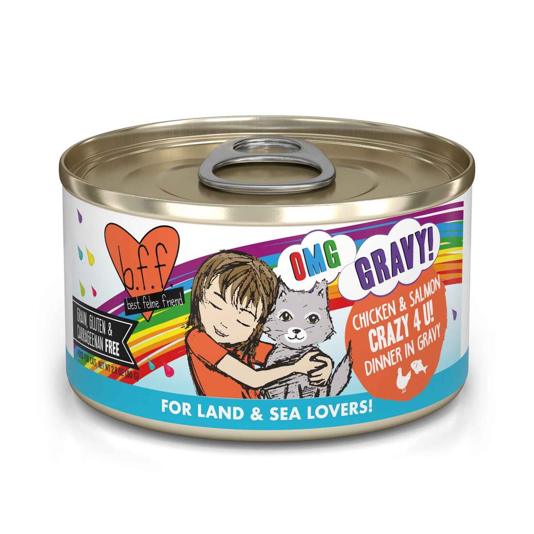 Weruva BFF OMG Natural Wet Cat Food, Chicken & Salmon Crazy 4 U, 2.8 Ounces