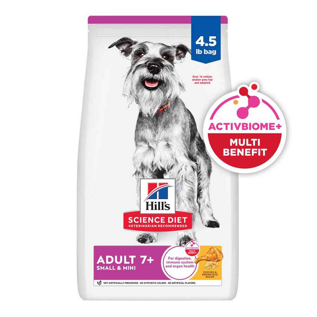 Hill's Science Diet Senior 7+ Small & Mini Dry Dog Food, Chicken Meal, Barley & Brown Rice Recipe, 4