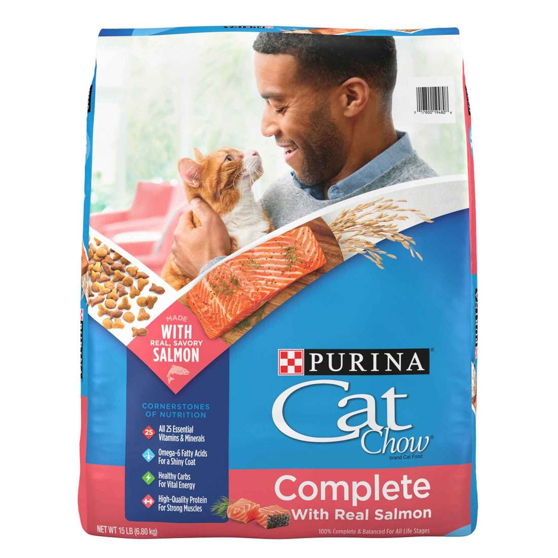 Purina Cat Chow Complete With Salmon Dry Cat Food - 15 Pound Bag