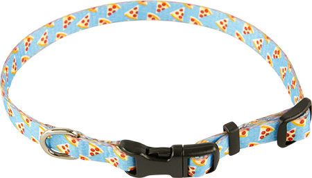 PS+ Dog Collar, Blue Pizza, Extra Small 3/8 Inch