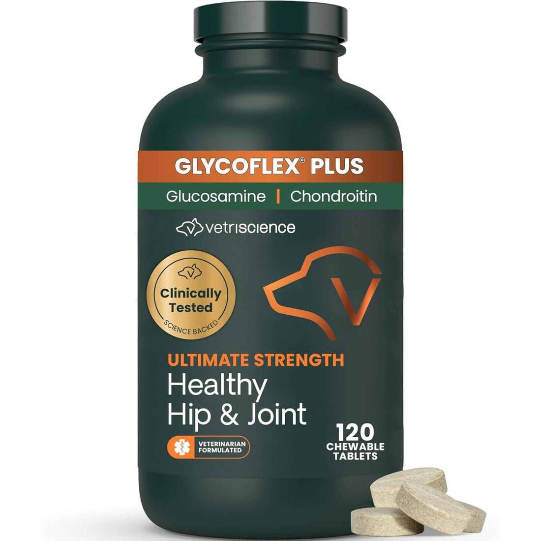 VetriScience GlycoFlex Plus Ultimate Strength Healthy Hip & Joint Chicken Flavored Chewable Tablets