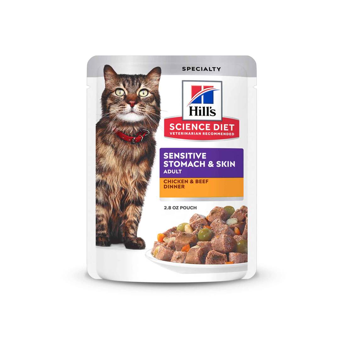 Hill's Science Diet Adult Sensitive Stomach & Skin Wet Cat Food, Chicken & Beef, 2.8 Ounces