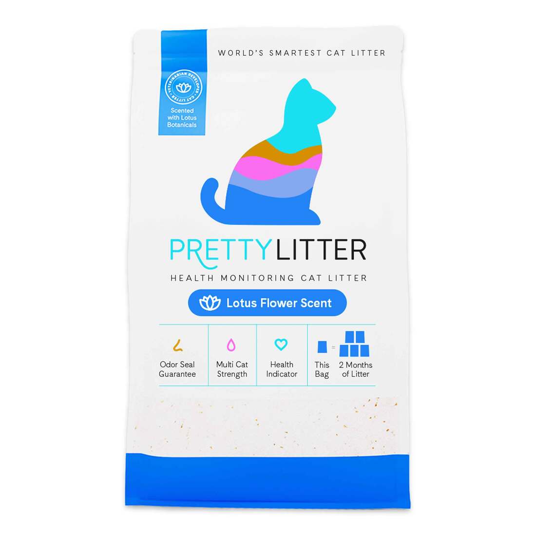 PrettyLitter Lotus Flower Scented Non-Clumping Cat Litter, 8 Pounds