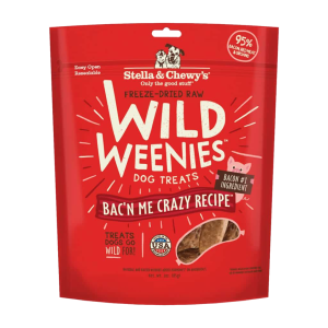Stella & Chewy's Wild Weenies Bac'n Me Crazy Recipe Freeze-Dried Raw Dog Treats, 3 Ounces