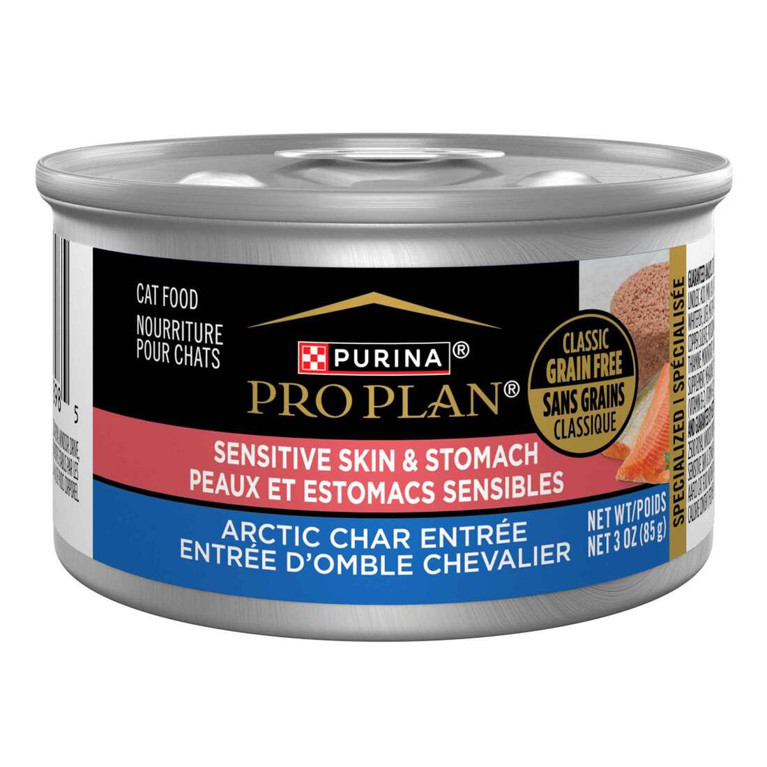 Purina Pro Plan FOCUS Wet Cat Food, Adult Sensitive Skin & Stomach Arctic Char Entree, 3 Ounces