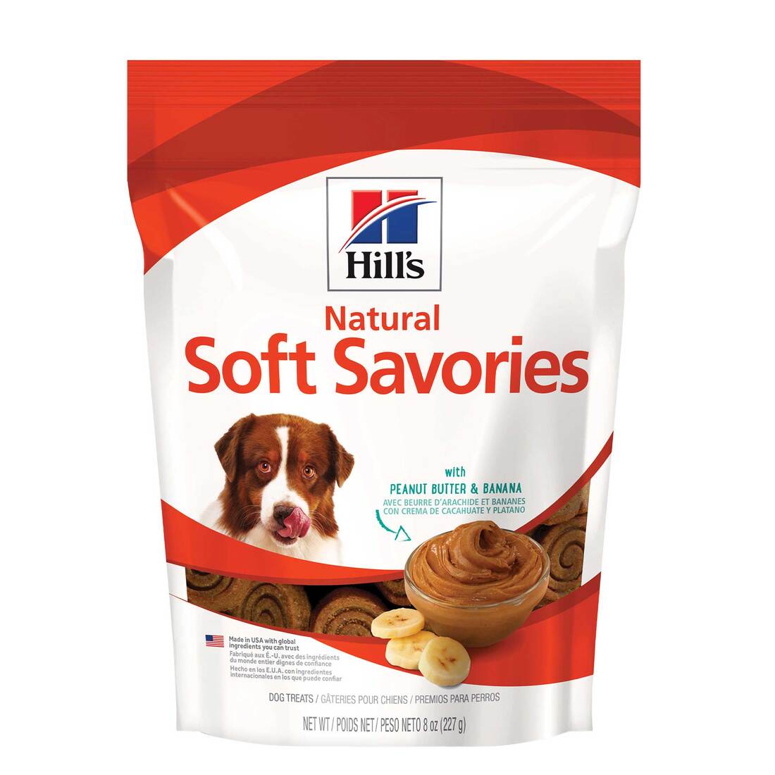 Hill's Natural Soft Savory Dog Treats, Peanut Butter & Banana, 8 Ounce Stand-up Resealable Pouch