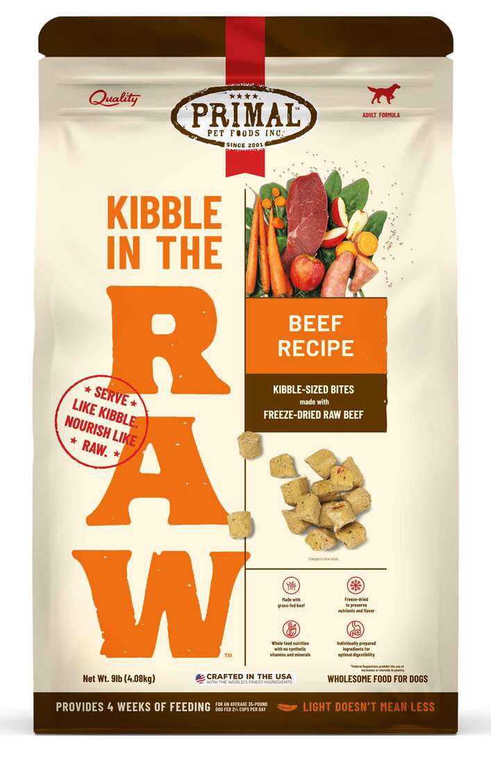 Primal Pet Foods Canine Kibble in the Raw Dog Food, Beef Recipe