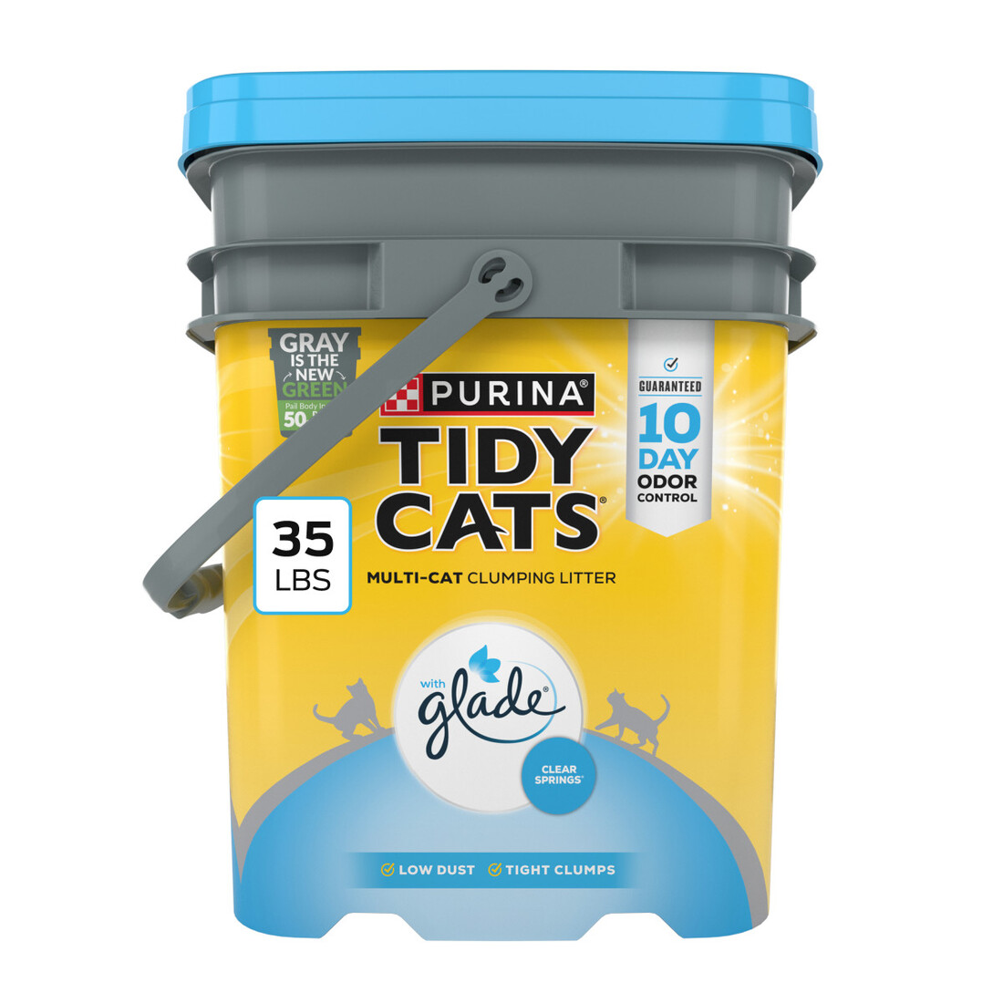 Purina Tidy Cats Clumping Cat Litter, Glade Clear Springs Multi Cat Litter - 35 Pound Pail