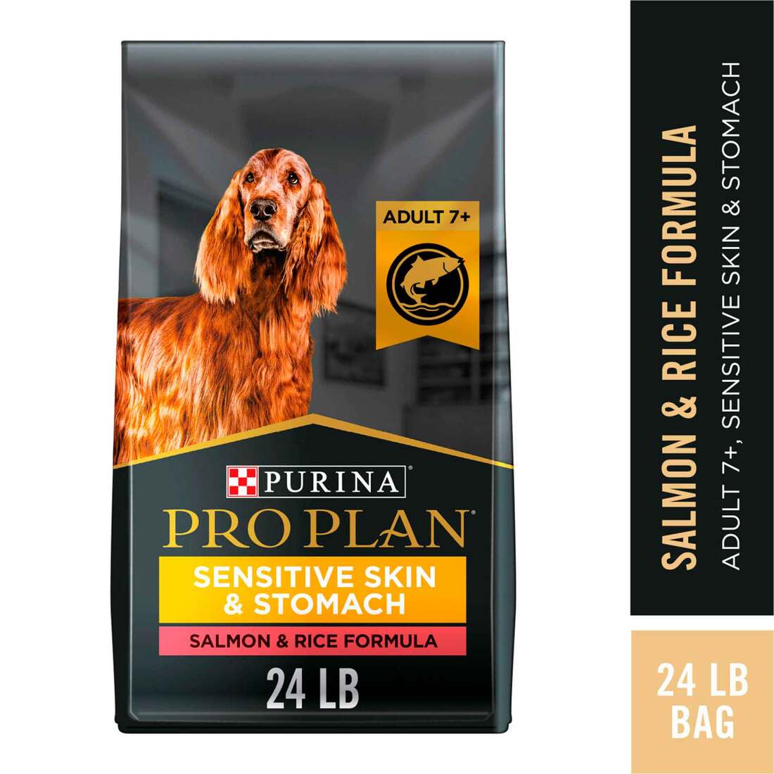 Purina Pro Plan Sensitive Skin & Stomach Dog Food, Dry Dog Food for SENIOR Dogs Adult 7+ Salmon & Ri