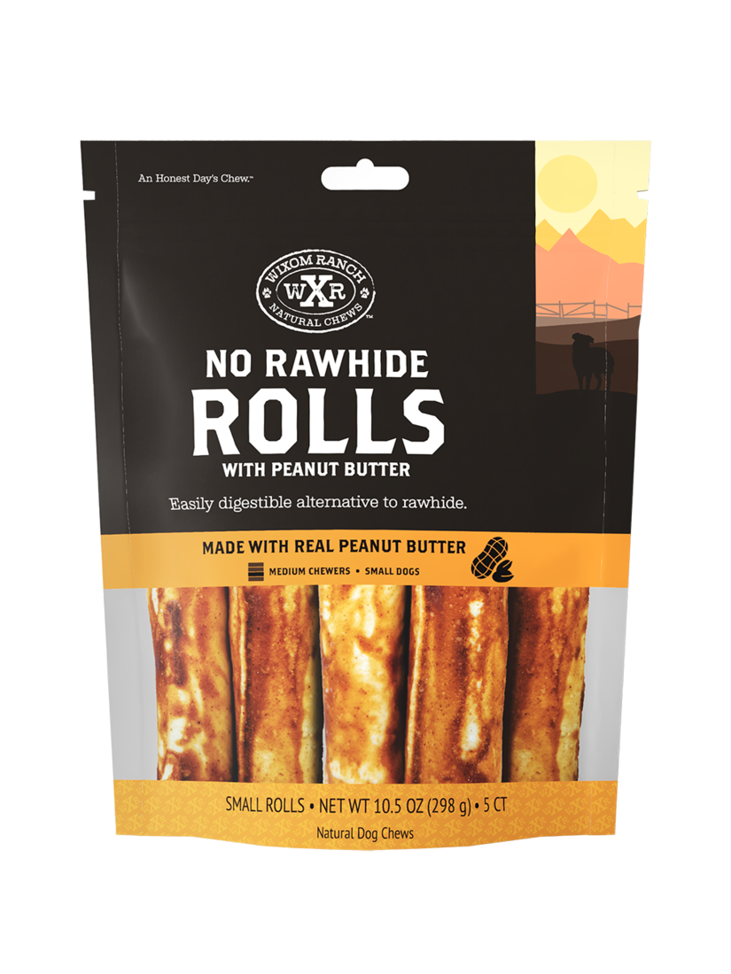 Wixom Ranch Natural Chews No Rawhide Rolls With Peanut Butter, Small