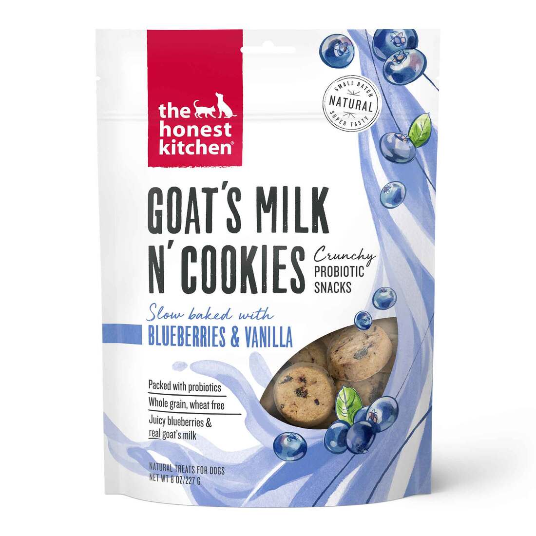 The Honest Kitchen Goat's Milk N' Cookies Dog Treats, Slow Baked with Blueberries & Vanilla, 8 Ounce