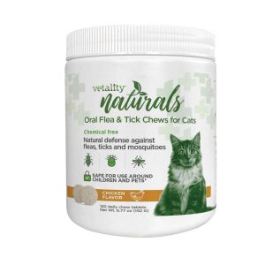 Vetality Naturals Cat Oral Flea and Tick Chews, 120 Count