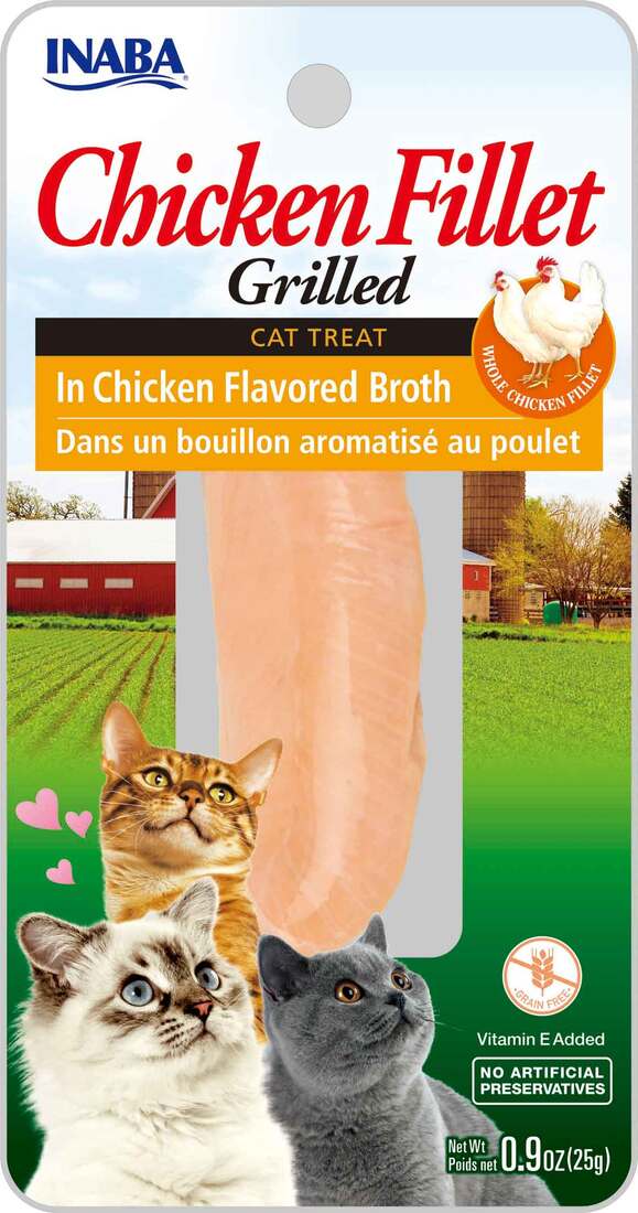Inaba Chicken Fillet Grilled Cat Treat in Chicken Flavor Broth, 0.9 Ounces