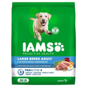 IAMS Proactive Health Large Breed Adult Dry Dog Food, Chicken & Whole Grain Recipe, 30 Pounds