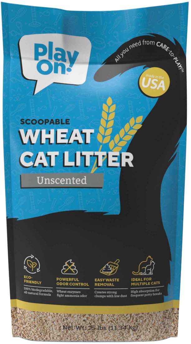 Play On Scoopable Wheat Cat Litter, Unscented, Bag, 25 Pounds
