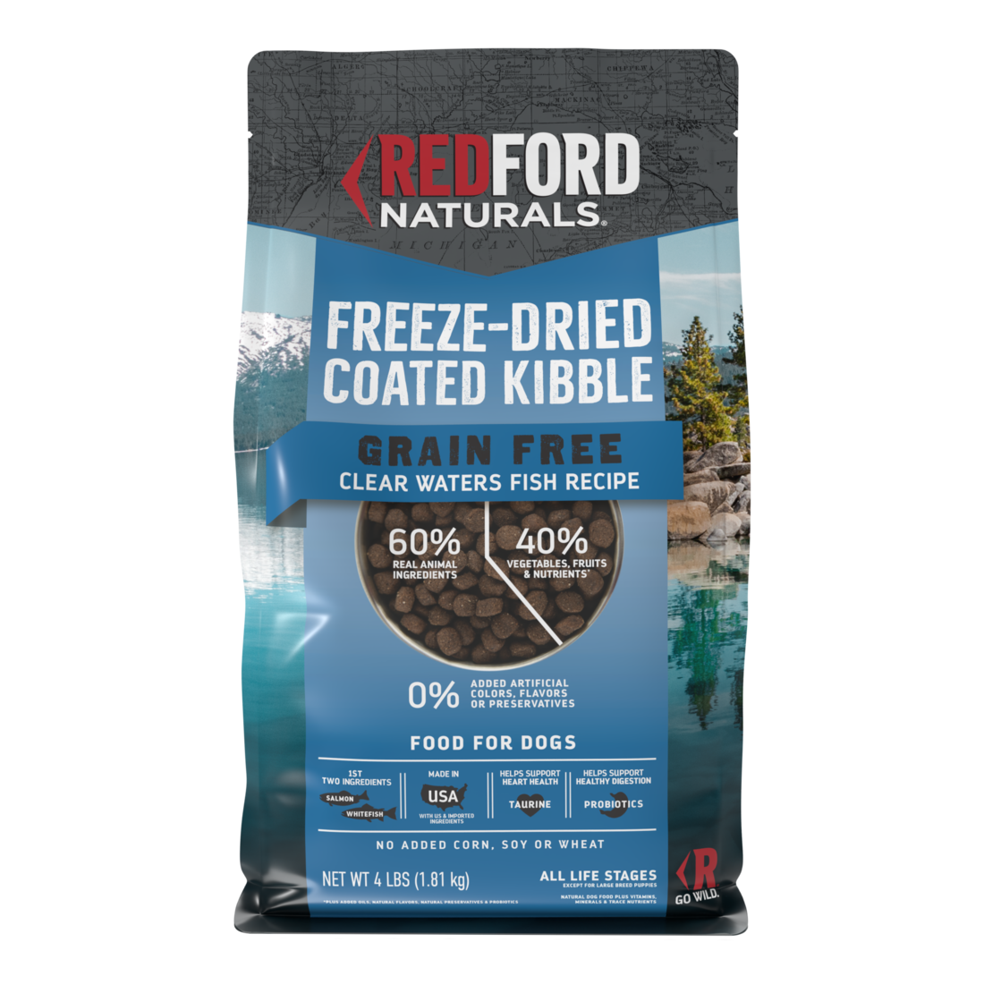 Redford Naturals Grain Free Freeze-Dried Coated Kibble Dry Dog Food, Clear Waters Fish Recipe - Image 2