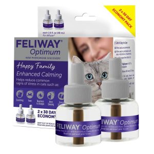 FELIWAY Optimum Cat, Enhanced Calming Pheromone Diffuser Refill, 2 Count