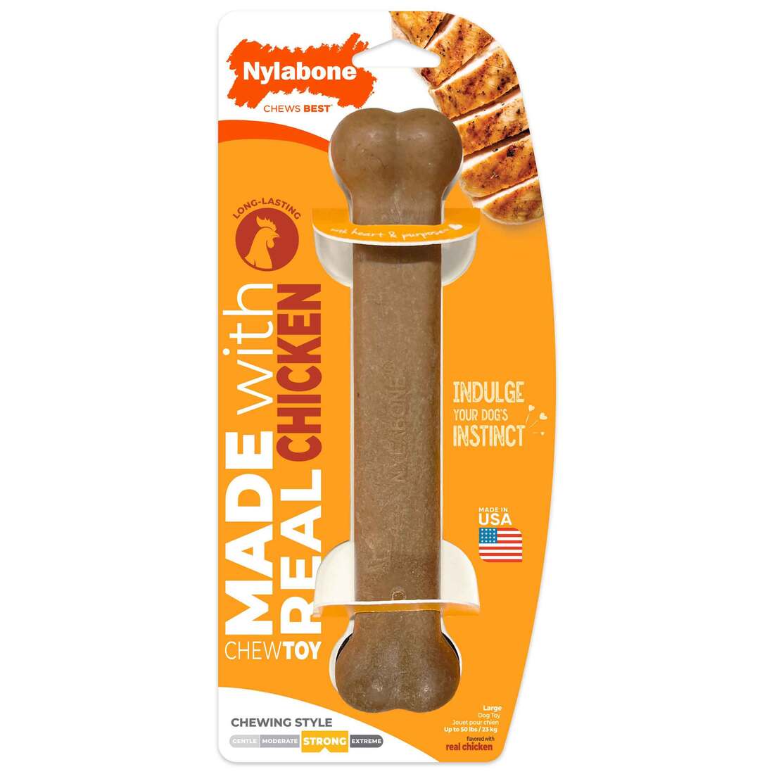 Nylabone Real Chicken Original Strong Bone Dog Chew - Image 2