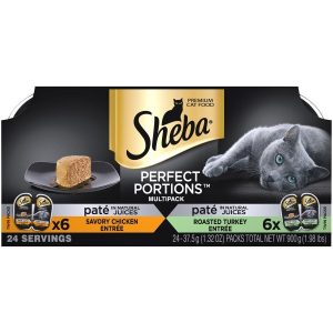 Sheba Perfect Portions™ Wet Cat Food, Grain Free Savory Chicken Entrée & Roasted Turkey Entrée Varie