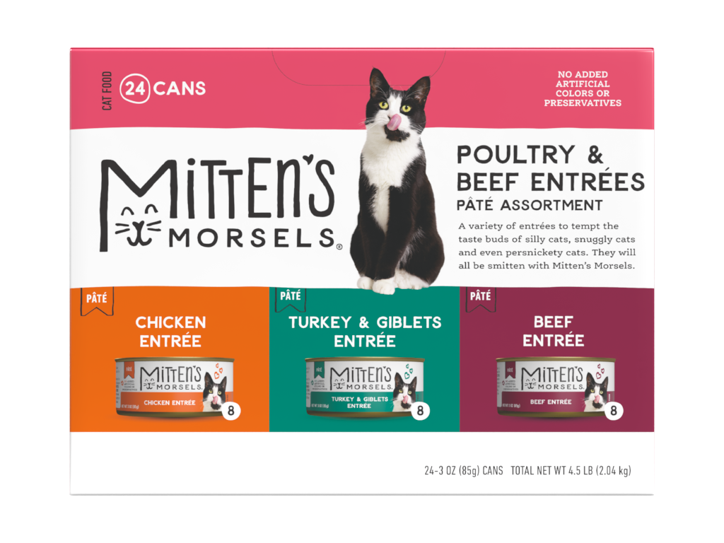 Mitten's Morsels Poultry & Beef Pâté Variety Pack Wet Cat Food, 3 Ounces, 24 Cans