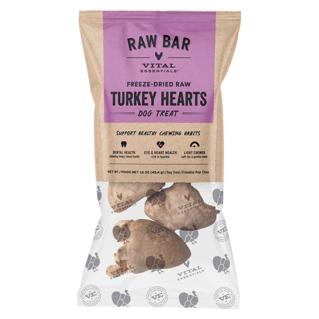 Vital Essentials Raw Bar Freeze Dried Raw Turkey Heart Dog Treat, 1.6 Ounces