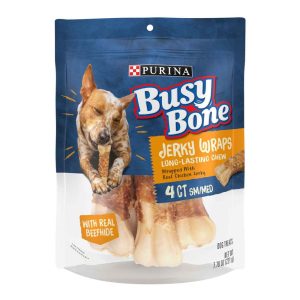 Purina Busy Bone Jerky Wraps Grain Free Small/Medium Breed Beefhide and Chicken Jerky Dog Treats - 4