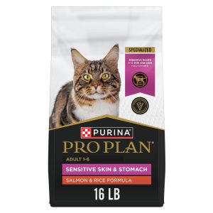 Purina Pro Plan Adult Sensitive Skin and Stomach Dry Cat Food, Salmon and Rice