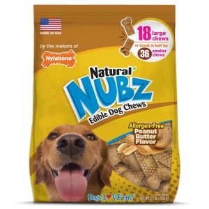 Nylabone Nubz Peanut Butter Dog Chew, Large, 18 Count, 2.1 Pounds