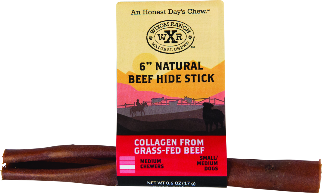 Wixom Ranch Natural Chews Collagen Beef Hide Stick, 6 Inches