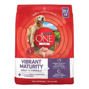 Purina ONE 7 Plus Vibrant Maturity Senior Dry Dog Food, - 31.1 Pound Bag
