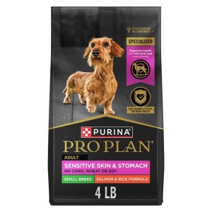 Purina Pro Plan Sensitive Skin and Stomach Dog Food Small Breed, Adult Salmon & Rice Formula - 4 Pou