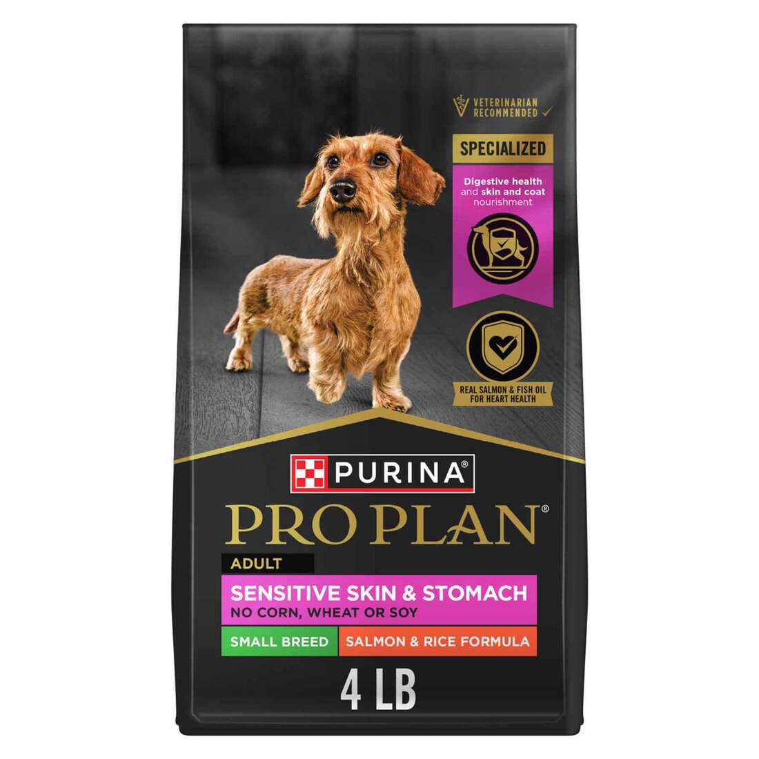 Purina Pro Plan Sensitive Skin and Stomach Dog Food Small Breed, Adult Salmon & Rice Formula - 4 Pou