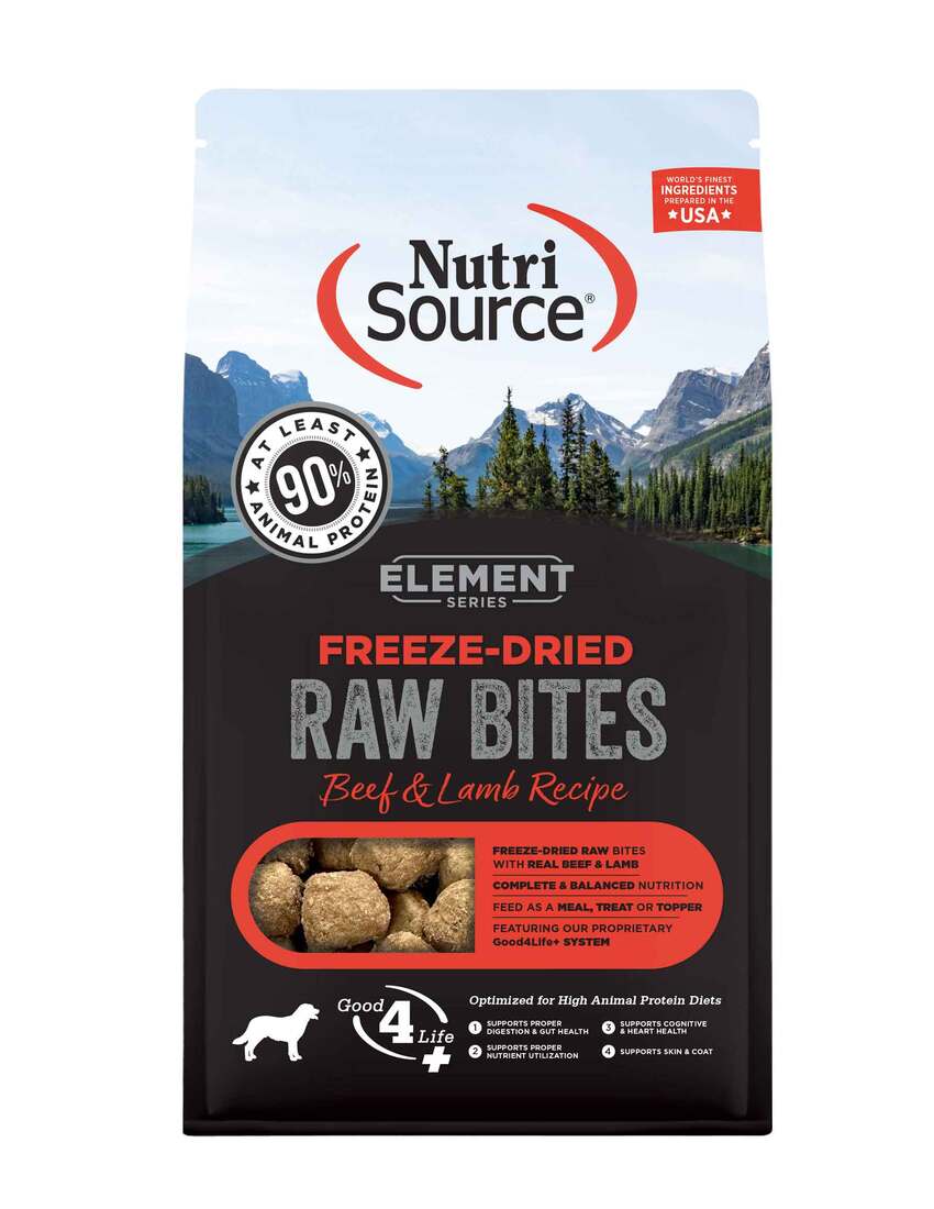 NutriSource Freeze Dried Dry Dog Food, Element Raw Bites Beef and Lamb, 10 Ounces