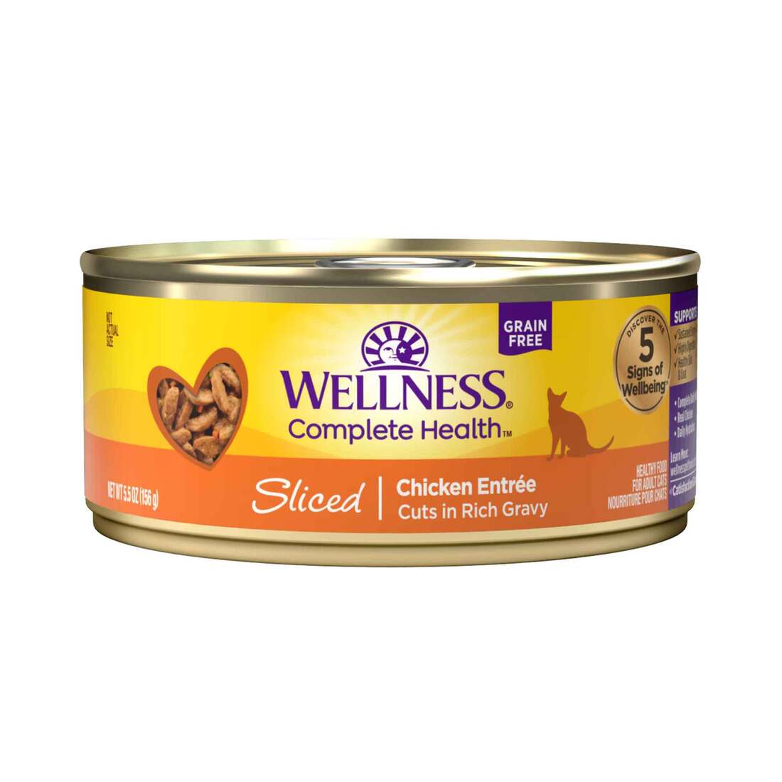 Wellness Complete Health Natural Grain Free Wet Canned Cat Food, Sliced Chicken Entree, 5.5-Ounce Ca