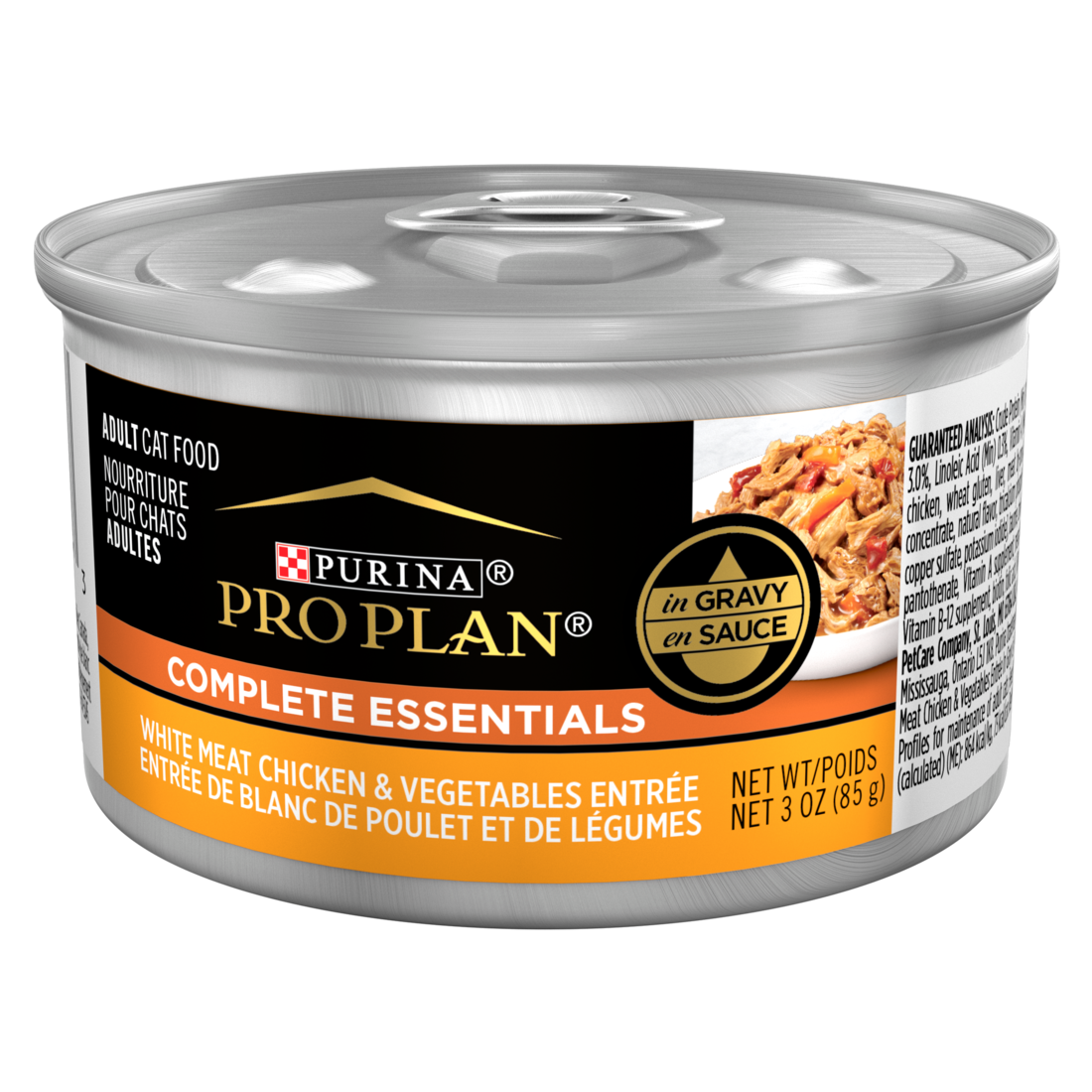 Purina Pro Plan High Protein Cat Food Gravy, White Meat Chicken and Vegetable Entree - 3 Ounce Pull-