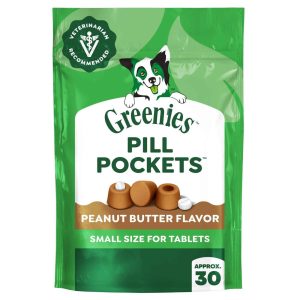Greenies Pill Pockets Peanut Butter Flavor Dog Treats, Small, 3.2 Ounce Pouch
