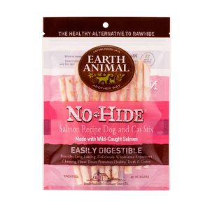 Earth Animal No-Hide Wild-Caught Salmon Stix Natural Rawhide Alternative Dog & Cat Chews, 10 Pack