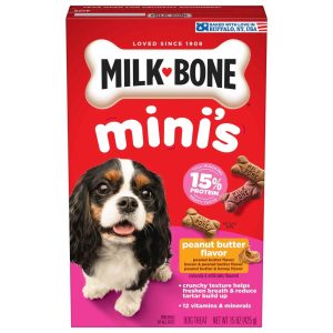 Milk-Bone Mini's Peanut Butter Flavor Dog Biscuits, 15 Ounce Box