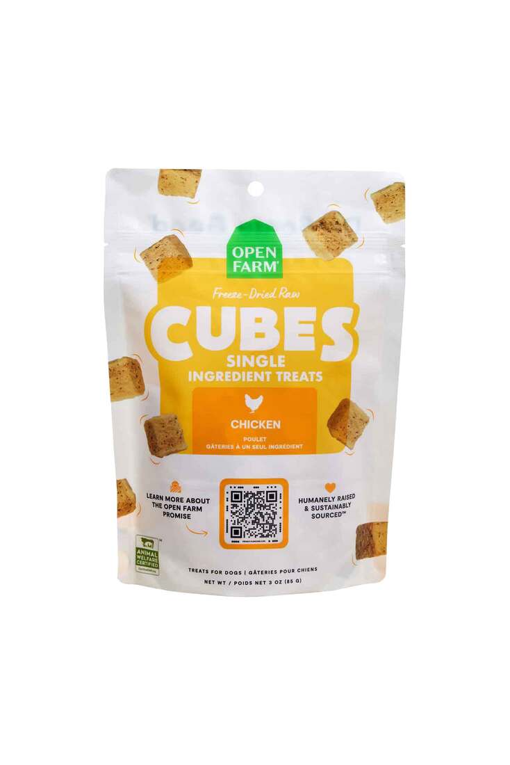 Open Farm Freeze Dried Raw Single Ingredient Cubes Dog Treat, Chicken, 3 Ounces