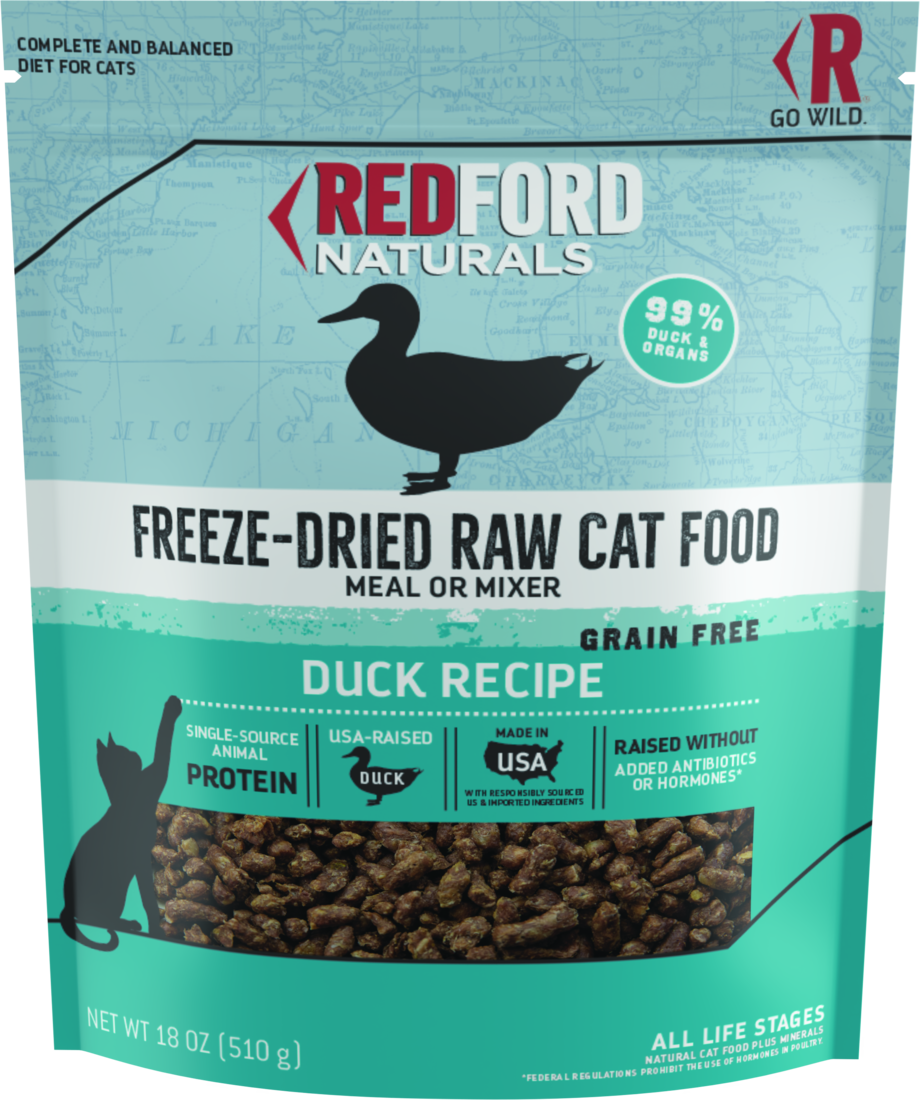 Redford Naturals Freeze-Dried Grain Free Duck Recipe Cat Food, 18 Ounces