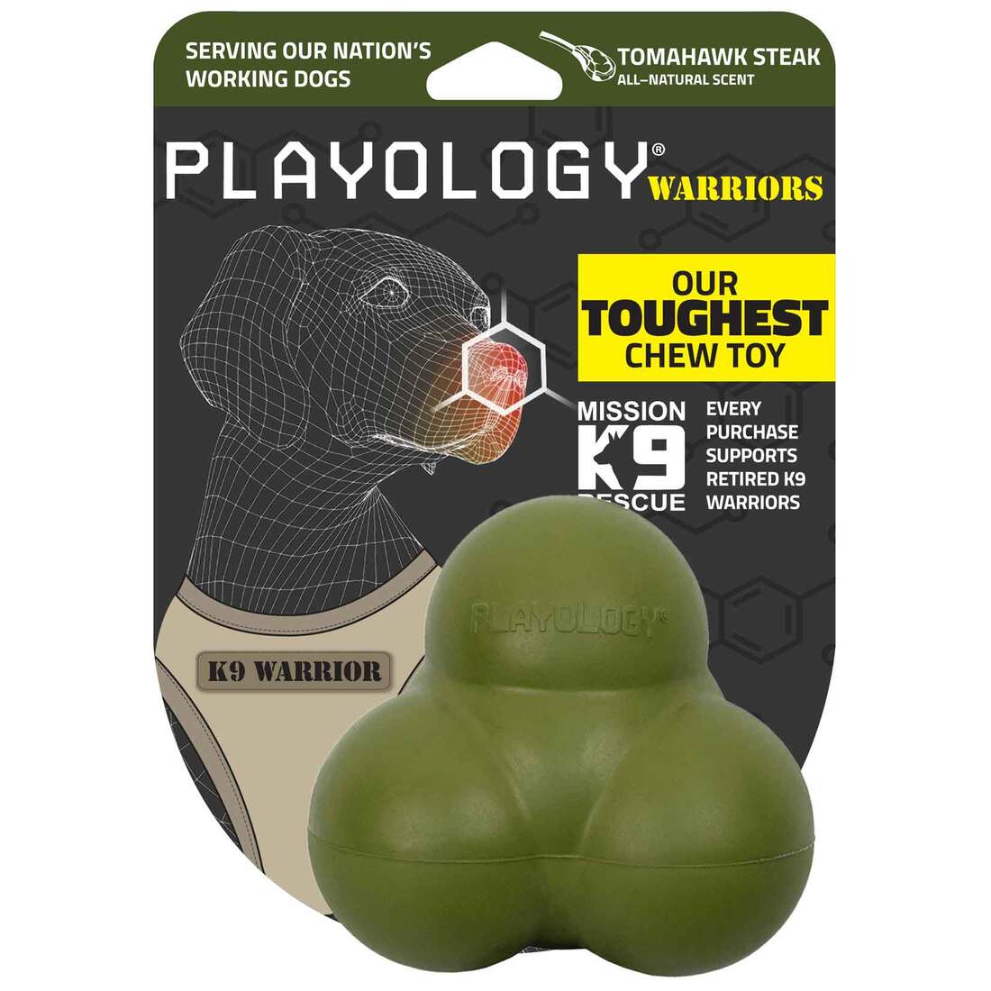 Playology Warriors Squeaky Bounce Ball Dog Toy, Beef, Jumbo