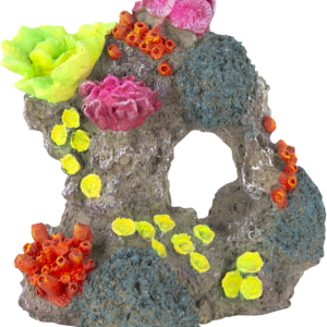 Fins First Aquarium Décor, Coral Stone and Reef, Glow