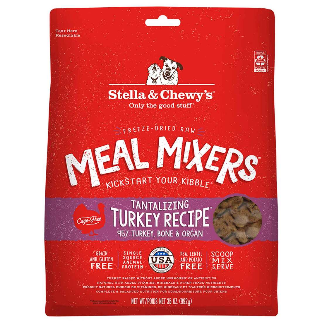 Stella & Chewy's Freeze Dried Dog Food Meal Mixer, Turkey, 35 Ounces