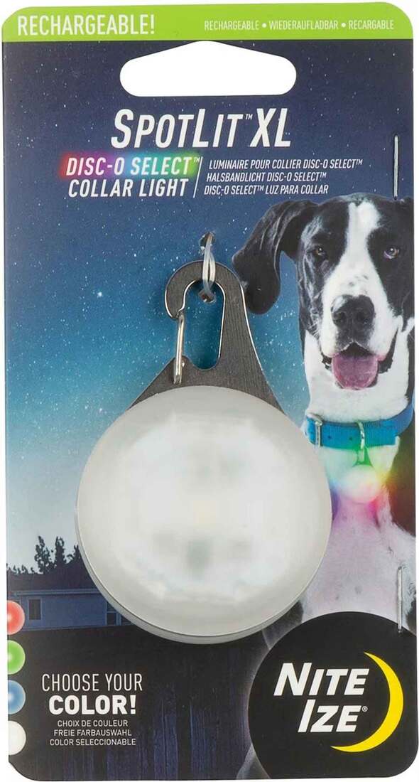 Nite Ize Spotlit Collar Light, Rechargeable Disco Select, Extra Large
