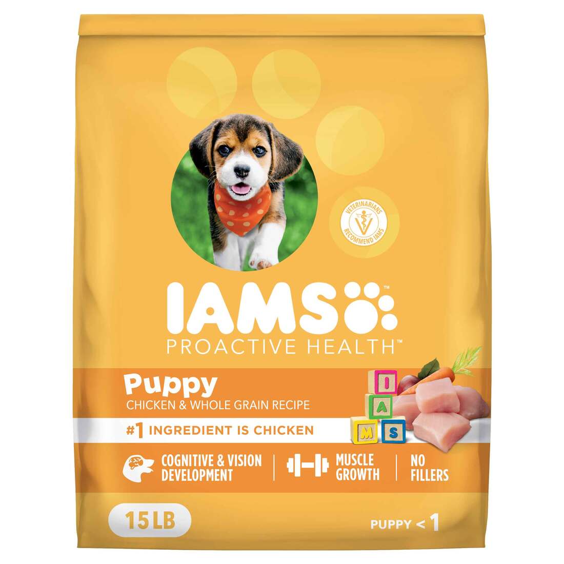 IAMS Proactive Health Smart Puppy Dry Dog Food with Real Chicken, 15 Pounds