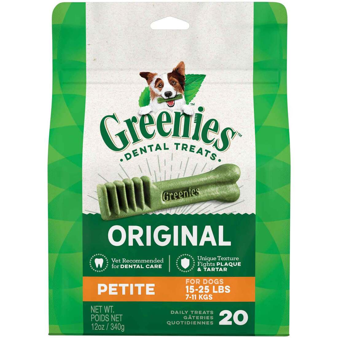 GREENIES Original Petite Natural Dental Care Dog Treats, 12 Ounce Pack (20 Treats)