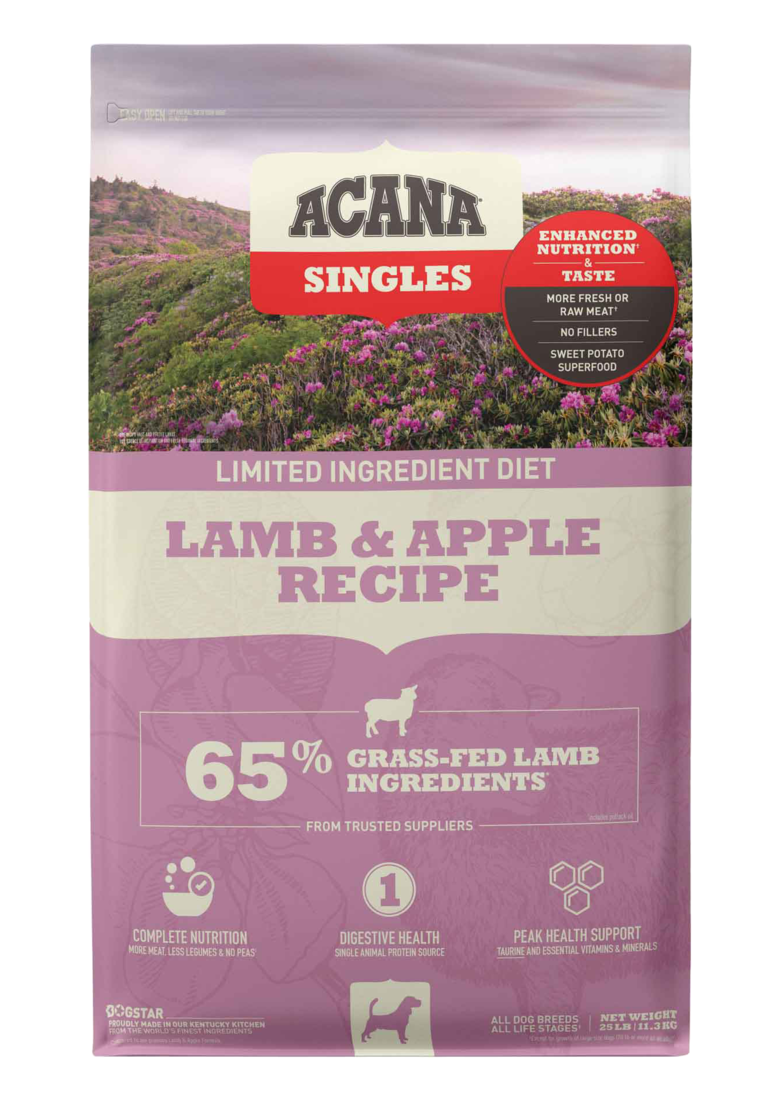 ACANA® Singles Limited Ingredient Dry Dog Food, Grain-Free, High Protein, Lamb & Apple, 22.5 Pounds